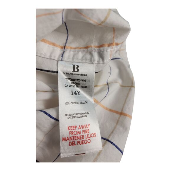 B by Brooks Brothers Classic Fit Short Sleeve Dress Shirt Big Boys 14 Y Plaid - Picture 5 of 8